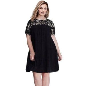 Lane‎ Bryant Dress Women 18 Black Lace Crochet Gauze Swing Mini Whimsigoth Boho